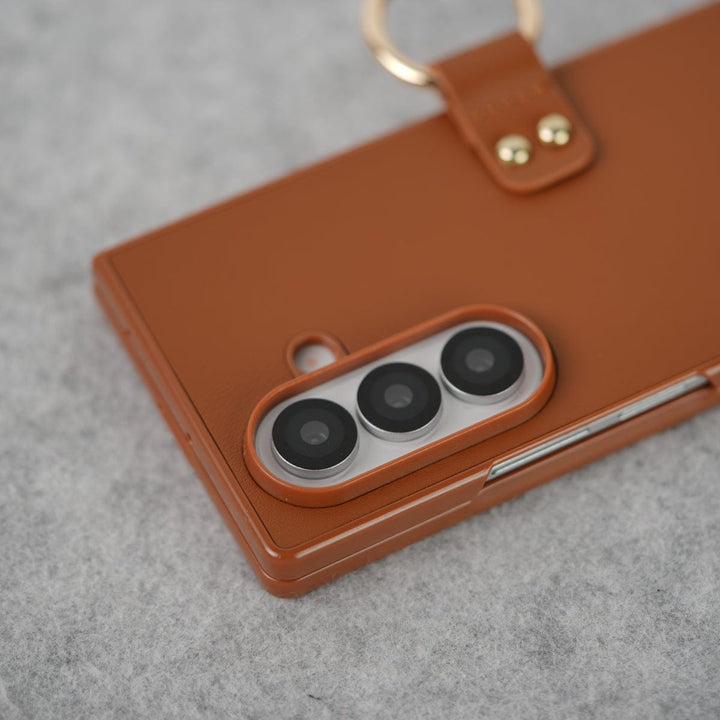 FRATO Fold 7 Collection Samsung Galaxy Z Fold 7 Matte Finish PU Leather Case Cover With Metal Ring Holder