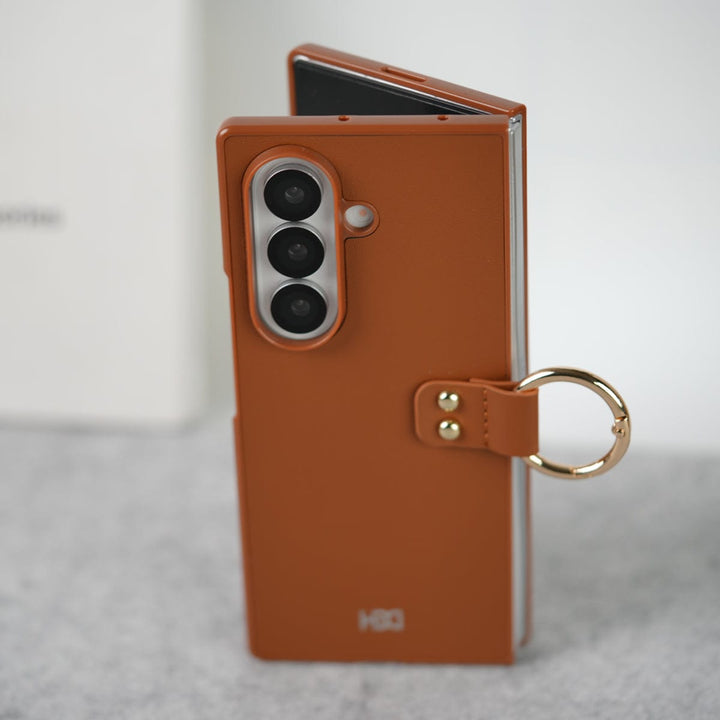 FRATO Fold 7 Collection Samsung Galaxy Z Fold 7 Matte Finish PU Leather Case Cover With Metal Ring Holder