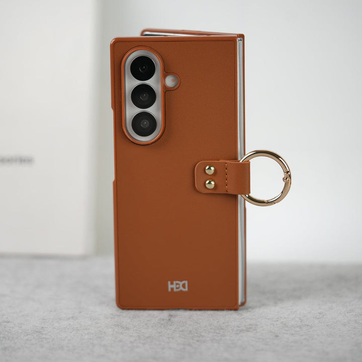 FRATO Fold 7 Collection Samsung Galaxy Z Fold 7 Matte Finish PU Leather Case Cover With Metal Ring Holder