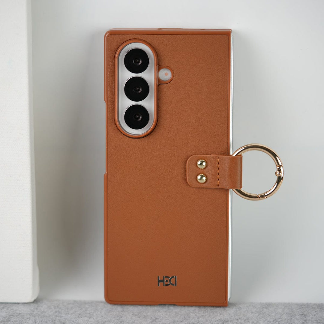 FRATO Fold 7 Collection Samsung Galaxy Z Fold 7 Matte Finish PU Leather Case Cover With Metal Ring Holder