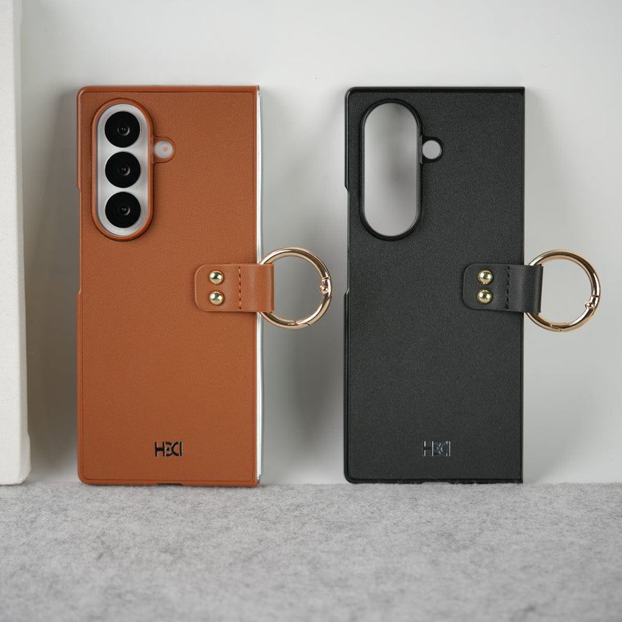 FRATO Fold 7 Collection Samsung Galaxy Z Fold 7 Matte Finish PU Leather Case Cover With Metal Ring Holder
