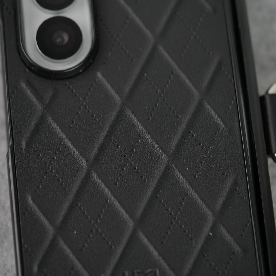 FRATO Fold 7 Collection Samsung Galaxy Z Fold 7 PU Leather Cross Dot Hinge Protection Metal Ring Case Cover