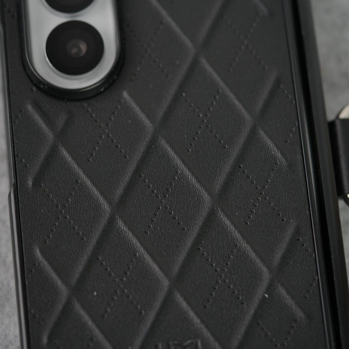 FRATO Fold 7 Collection Samsung Galaxy Z Fold 7 PU Leather Cross Dot Hinge Protection Metal Ring Case Cover
