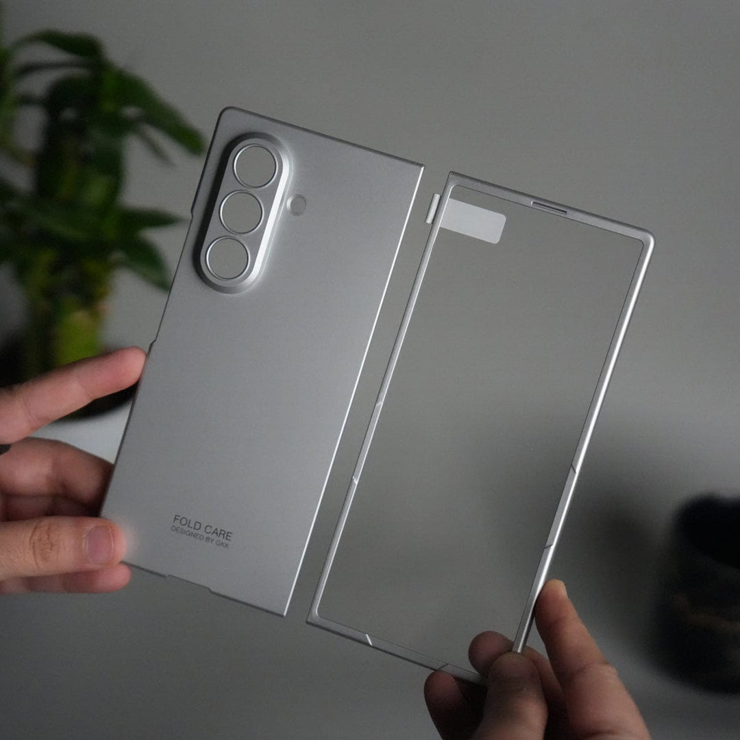 FRATO Fold 7 Collection Silver Galaxy Z Fold 7 Matte Hard Case with Front Glass Cover | Slim Shockproof Fold Care Edition