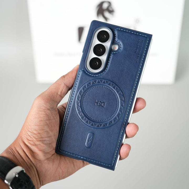 FRATO Fold 7 Collection Stitch PU Leather Magnetic Charging Ring Cover For Galax Z fold 7