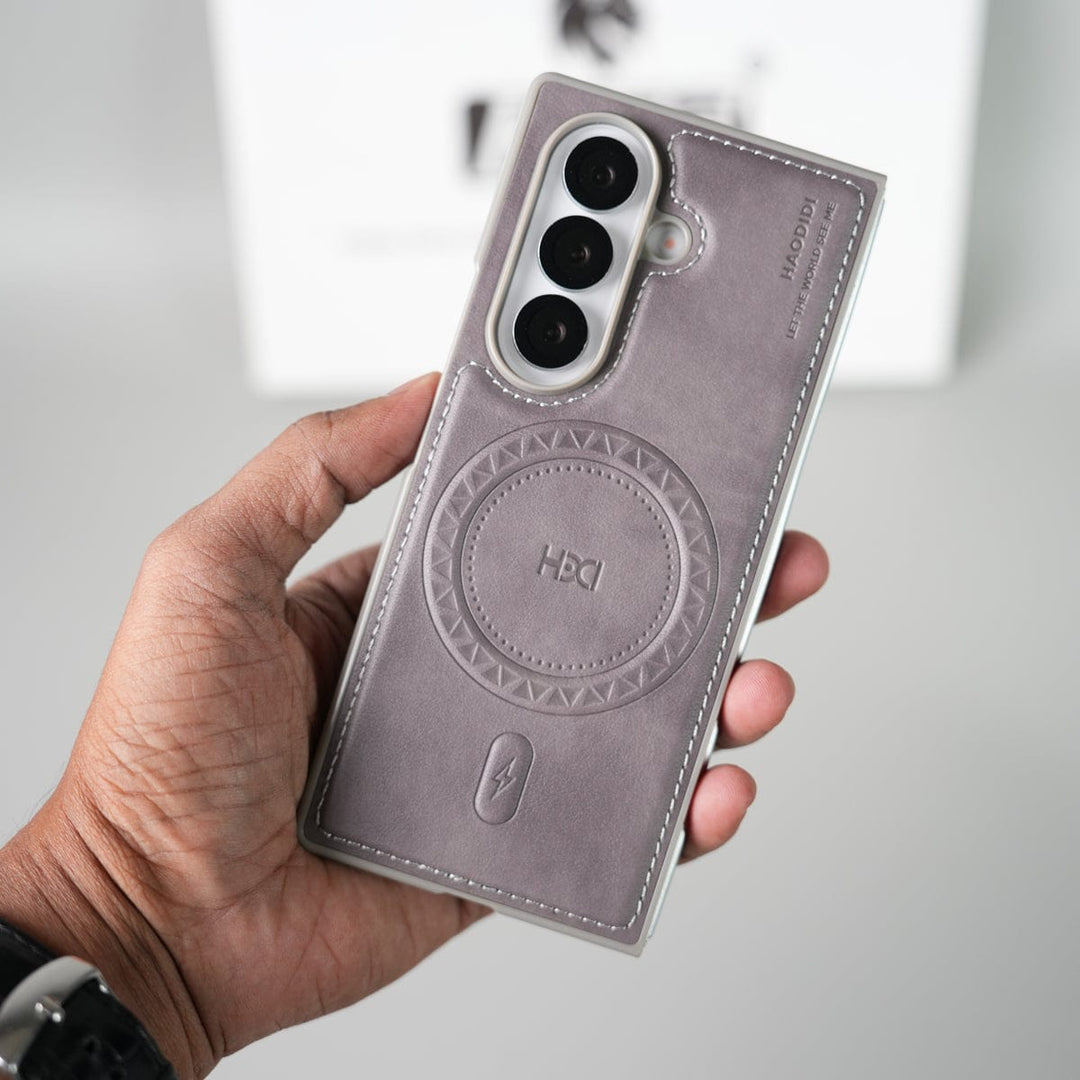 FRATO Fold 7 Collection Stitch PU Leather Magnetic Charging Ring Cover For Galax Z fold 7