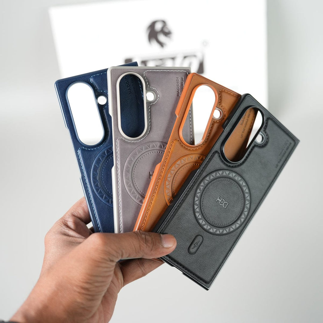 FRATO Fold 7 Collection Stitch PU Leather Magnetic Charging Ring Cover For Galax Z fold 7