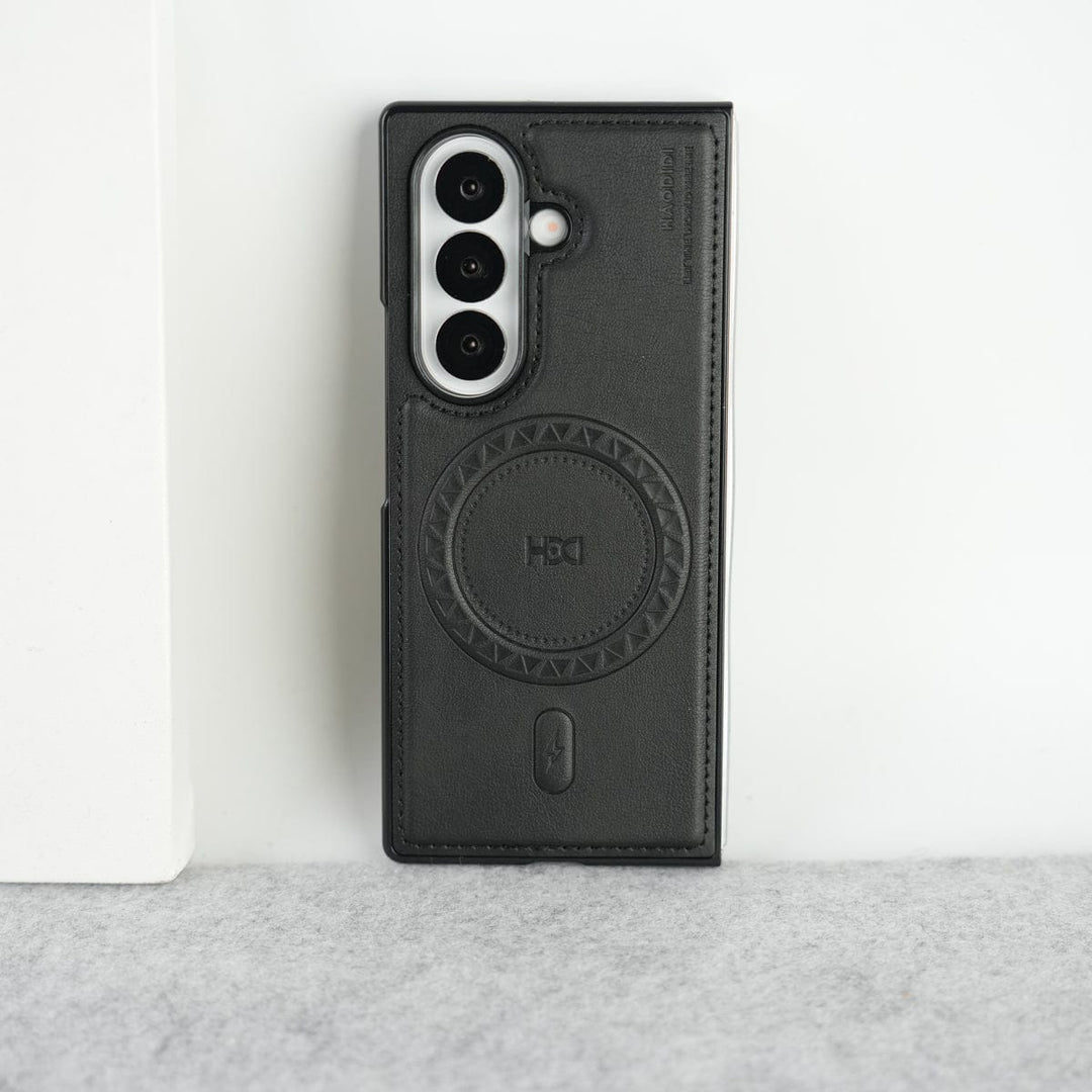 FRATO Fold 7 Collection Stitch PU Leather Magnetic Charging Ring Cover For Galax Z fold 7