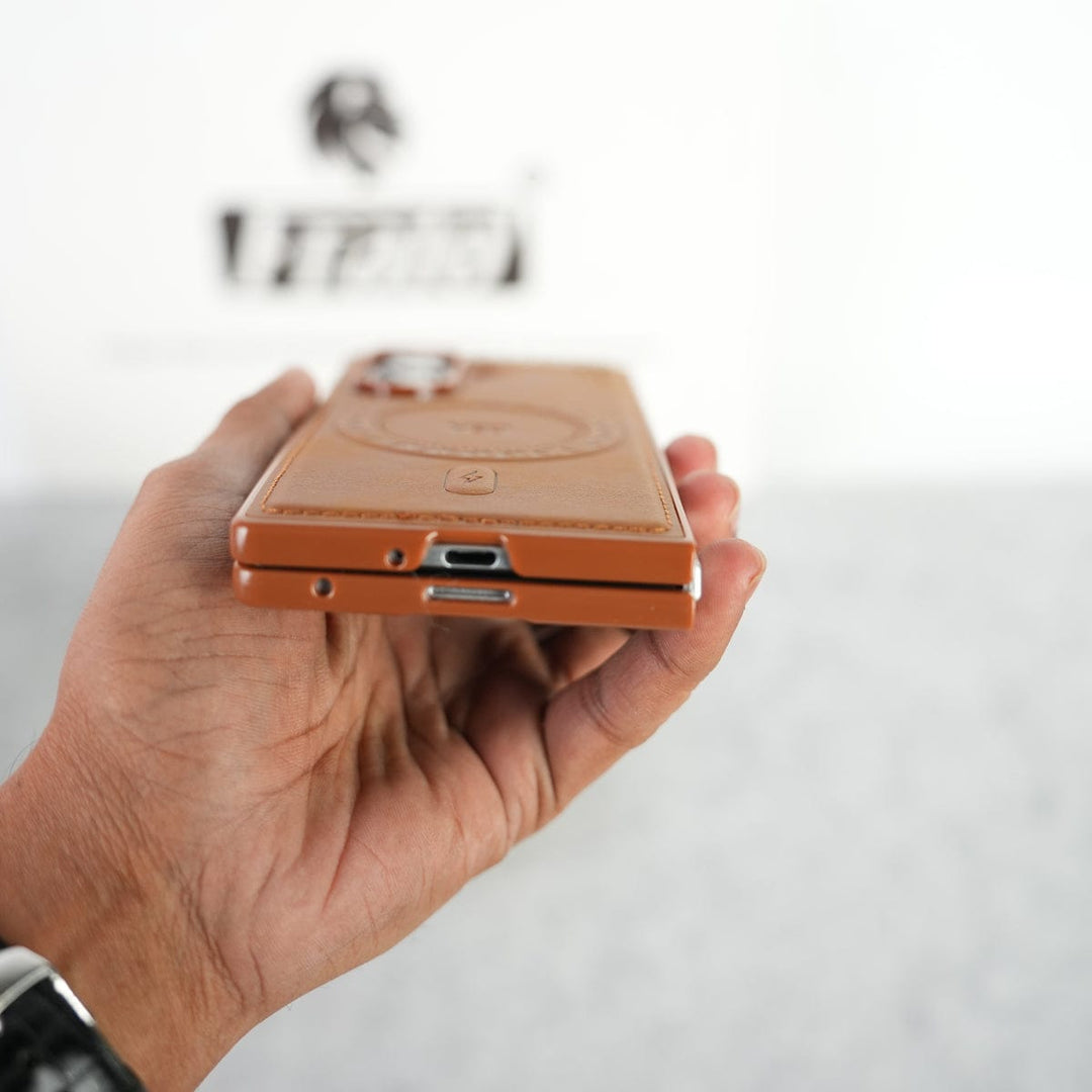 FRATO Fold 7 Collection Stitch PU Leather Magnetic Charging Ring Cover For Galax Z fold 7