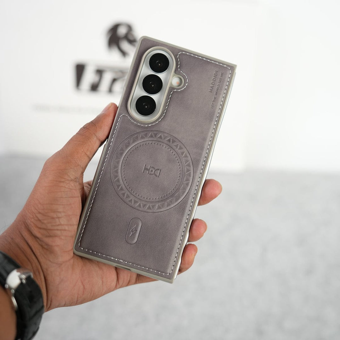FRATO Fold 7 Collection Stitch PU Leather Magnetic Charging Ring Cover For Galax Z fold 7