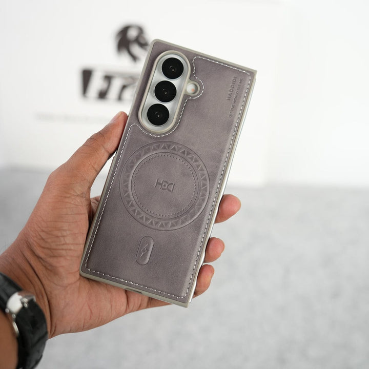 FRATO Fold 7 Collection Stitch PU Leather Magnetic Charging Ring Cover For Galax Z fold 7