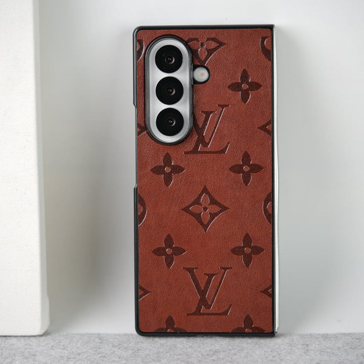 FRATO Fold 7 Collection Tan Brown Samsung Galaxy Z Fold 7 Luxury PU Leather Fashion Brand Case Cover