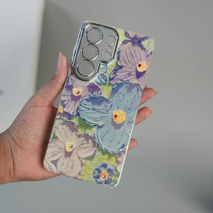 FRATO Galaxy Ultra Series Galaxy Ultra Series Luxury 3D Oil Painting Floral Design Glitter Lens Protection Stand Cover