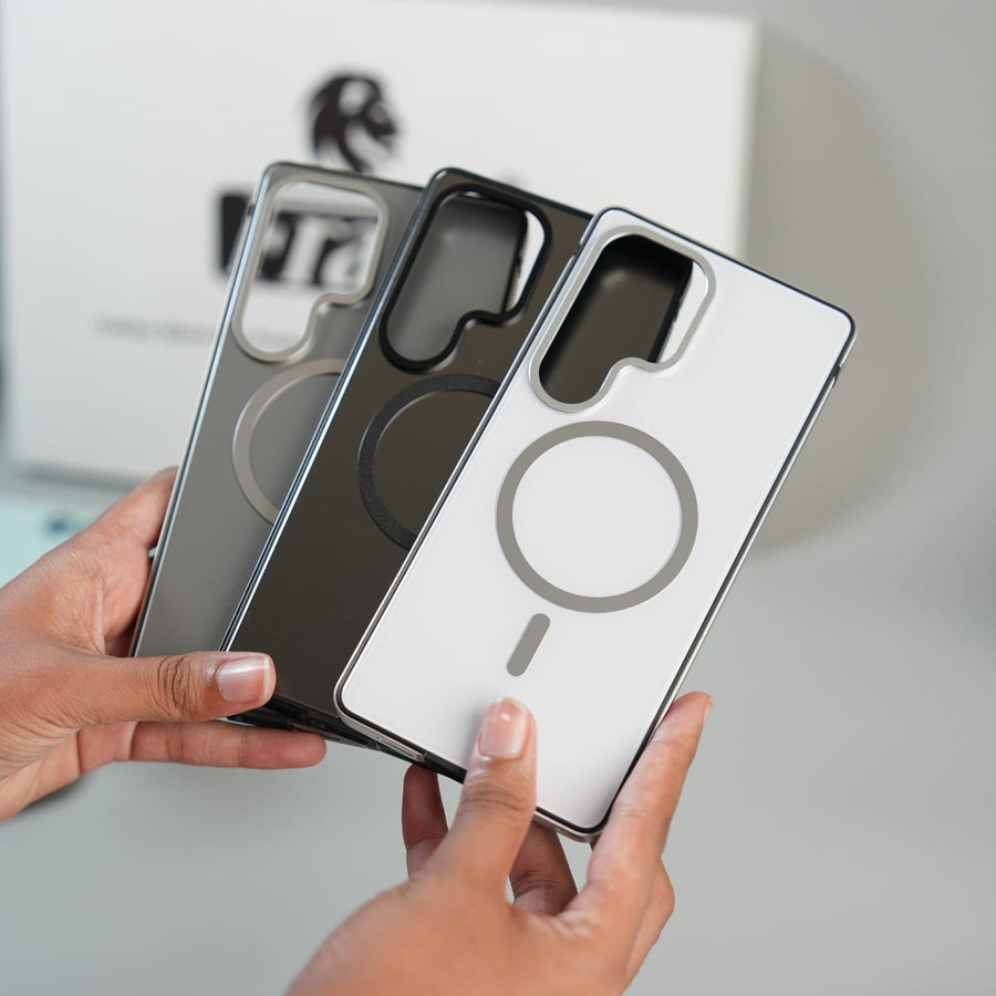 FRATO Galaxy Ultra Series Galaxy Ultra Series Premium Glass Back MagSafe Case with Aluminium Side Bumper