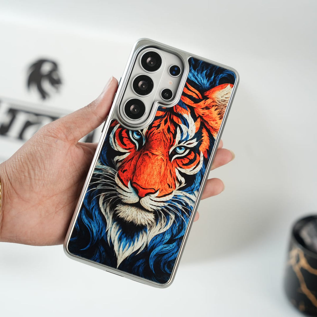 FRATO Galaxy Ultra Series Galaxy Ultra Series Tiger Face Silver Chrome Armor Case