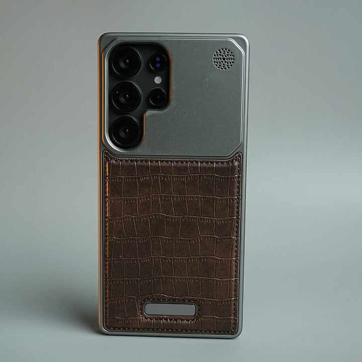 FRATO Galaxy Ultra Series S25 Ultra / Dark Brown Galaxy Ultra Series Premium Crocodile Texture Stitched MagSafe Case