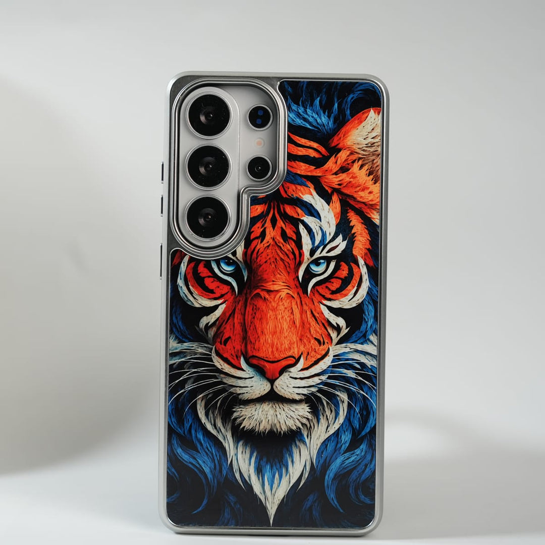 FRATO Galaxy Ultra Series S25 Ultra Galaxy Ultra Series Tiger Face Silver Chrome Armor Case