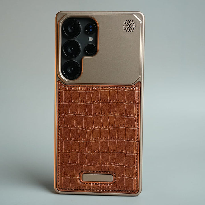 FRATO Galaxy Ultra Series S25 Ultra / Light Brown Galaxy Ultra Series Premium Crocodile Texture Stitched MagSafe Case