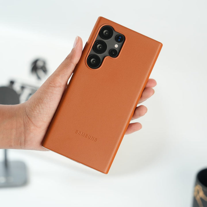 FRATO Galaxy Ultra Series S25 Ultra / Orange Galaxy Ultra Series Premium Leather Texture MagSafe Case | Slim Protective Cover
