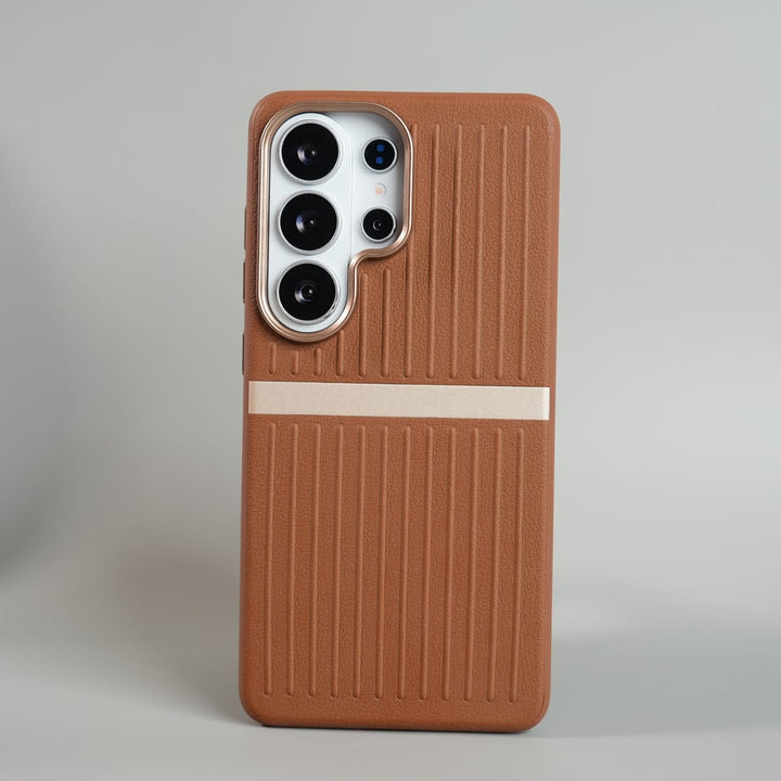 FRATO Galaxy Ultra Series S26 Ultra / Brown Galaxy Ultra Series MagSafe Case | Premium Suitcase Textured Grip Cover with Metal Camera Bumper
