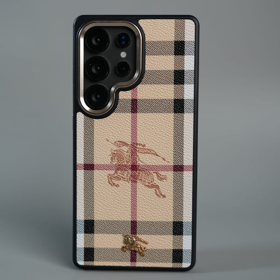 FRATO Galaxy Ultra Series S26 Ultra Galaxy Ultra Series Luxury Check Pattern Textured Hard Back Case
