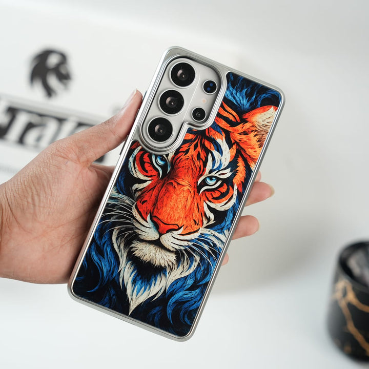 FRATO Galaxy Ultra Series S26 Ultra Galaxy Ultra Series Tiger Face Silver Chrome Armor Case