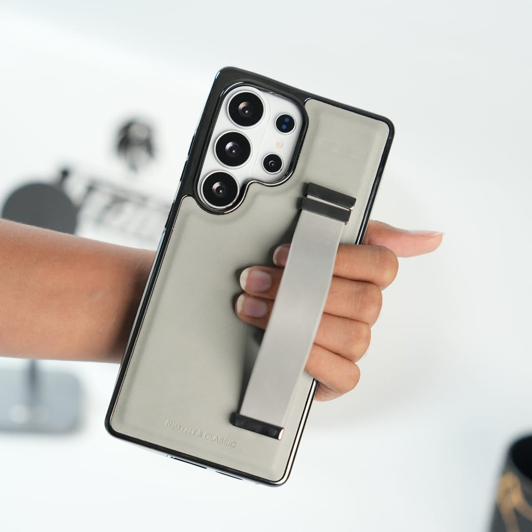FRATO Galaxy Ultra Series S26 Ultra / Gray Galaxy Ultra Series PU Leather Strap Stand Case | Premium Grip Cover
