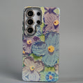 Galaxy Ultra Series Luxury 3D Oil Painting Floral Design Glitter Lens Protection Stand Cover