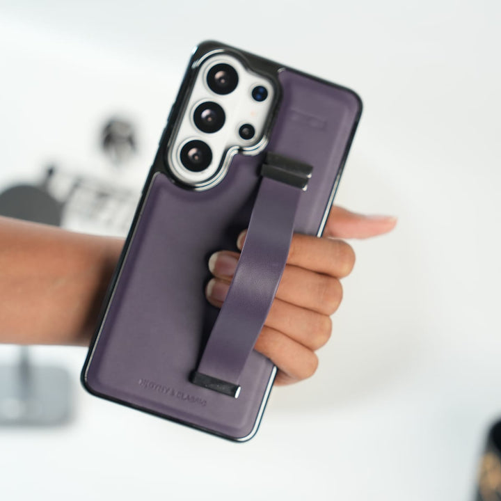 FRATO Galaxy Ultra Series S26 Ultra / Purple Galaxy Ultra Series PU Leather Strap Stand Case | Premium Grip Cover