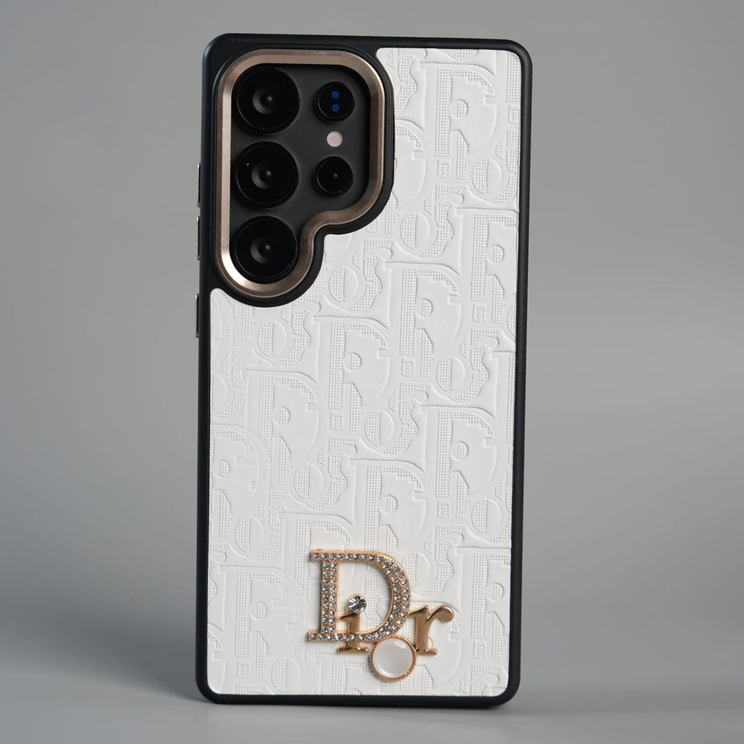 FRATO Galaxy Ultra Series S26 Ultra / White Galaxy Ultra Series Luxury Embossed Monogram Case with Metal Logo Charm