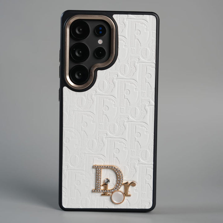FRATO Galaxy Ultra Series S26 Ultra / White Galaxy Ultra Series Luxury Embossed Monogram Case with Metal Logo Charm