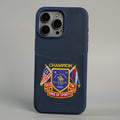 iPhone 15 Series Premium Leather Card Holder Case with Stitched Crest Design