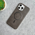 iPhone 15 Pro Max Metallic Textured Leather MagSafe Ring Case Cover