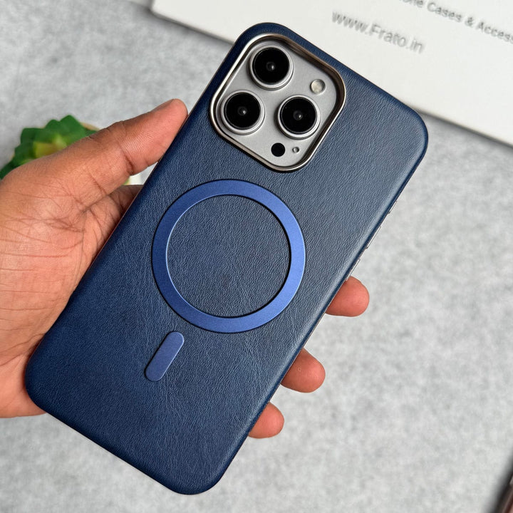 FRATO iPhone 15 Series iPhone 15 Pro Max Metallic Textured Leather MagSafe Ring Case Cover