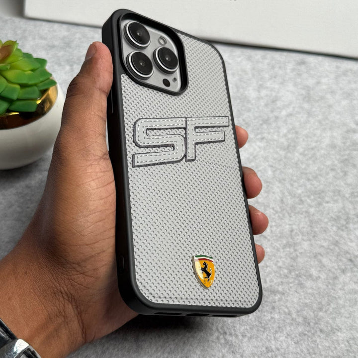 FRATO iPhone 15 Series iPhone 15 Pro Max SF Sports Car Logo PU Leather Case Cover (Grey)