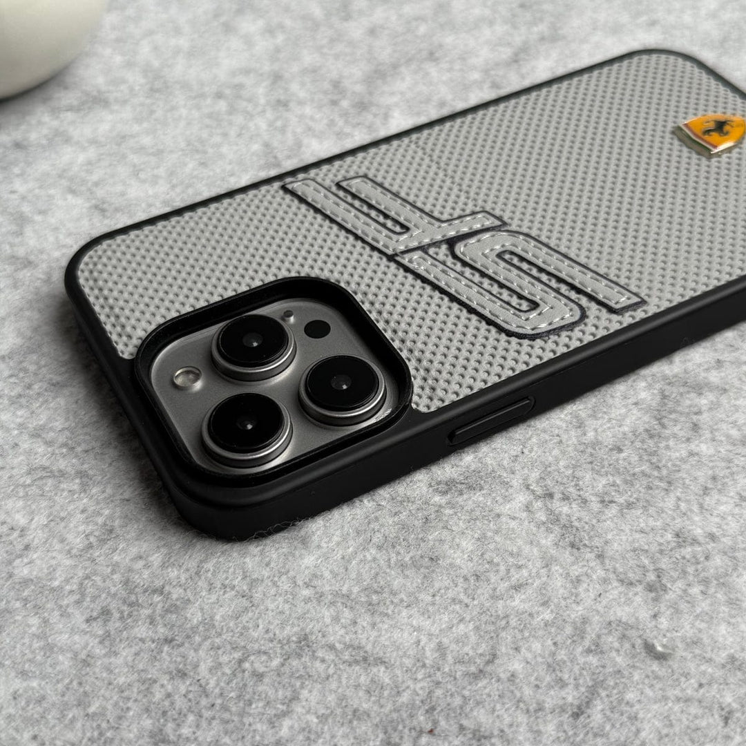 FRATO iPhone 15 Series iPhone 15 Pro Max SF Sports Car Logo PU Leather Case Cover (Grey)