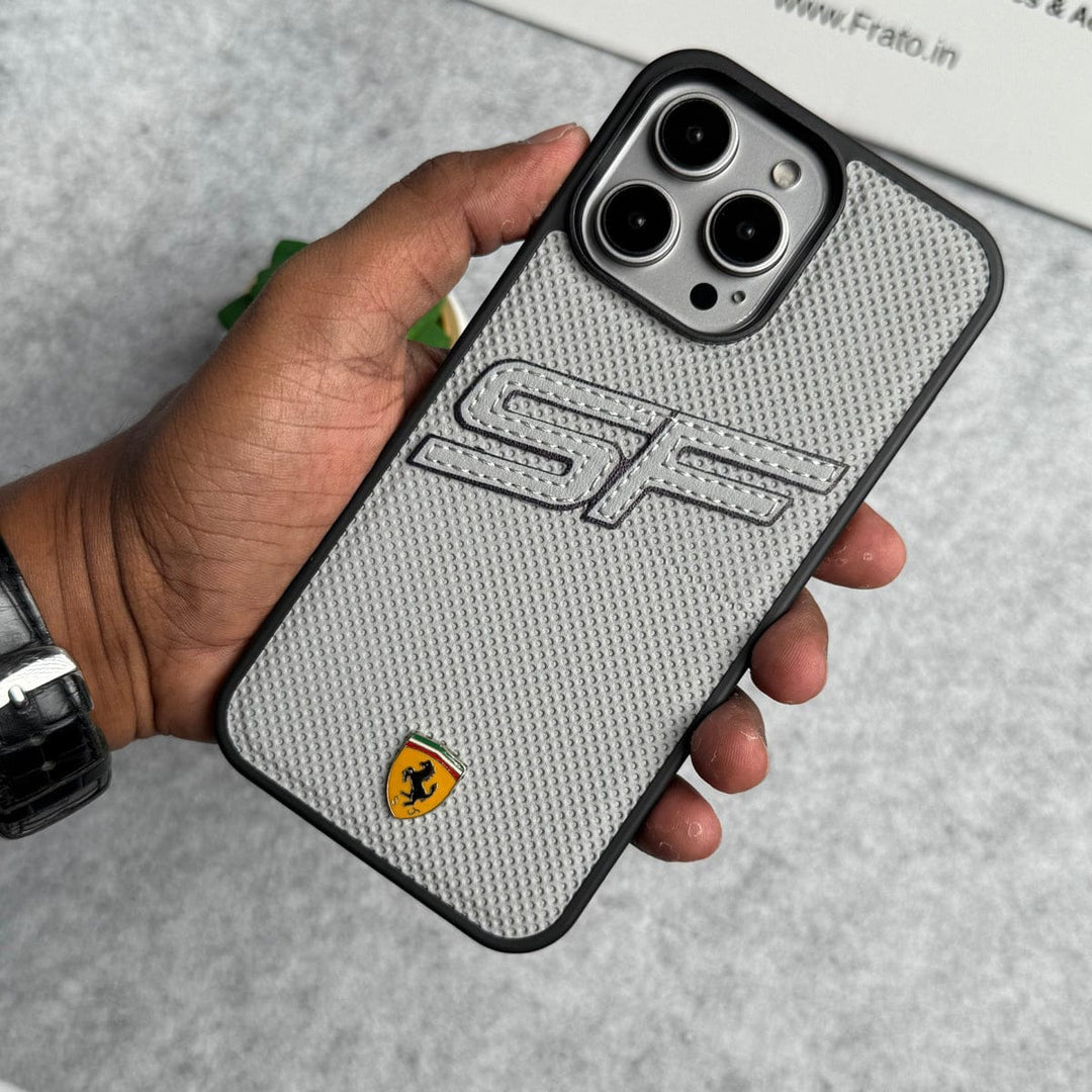 FRATO iPhone 15 Series iPhone 15 Pro Max SF Sports Car Logo PU Leather Case Cover (Grey)
