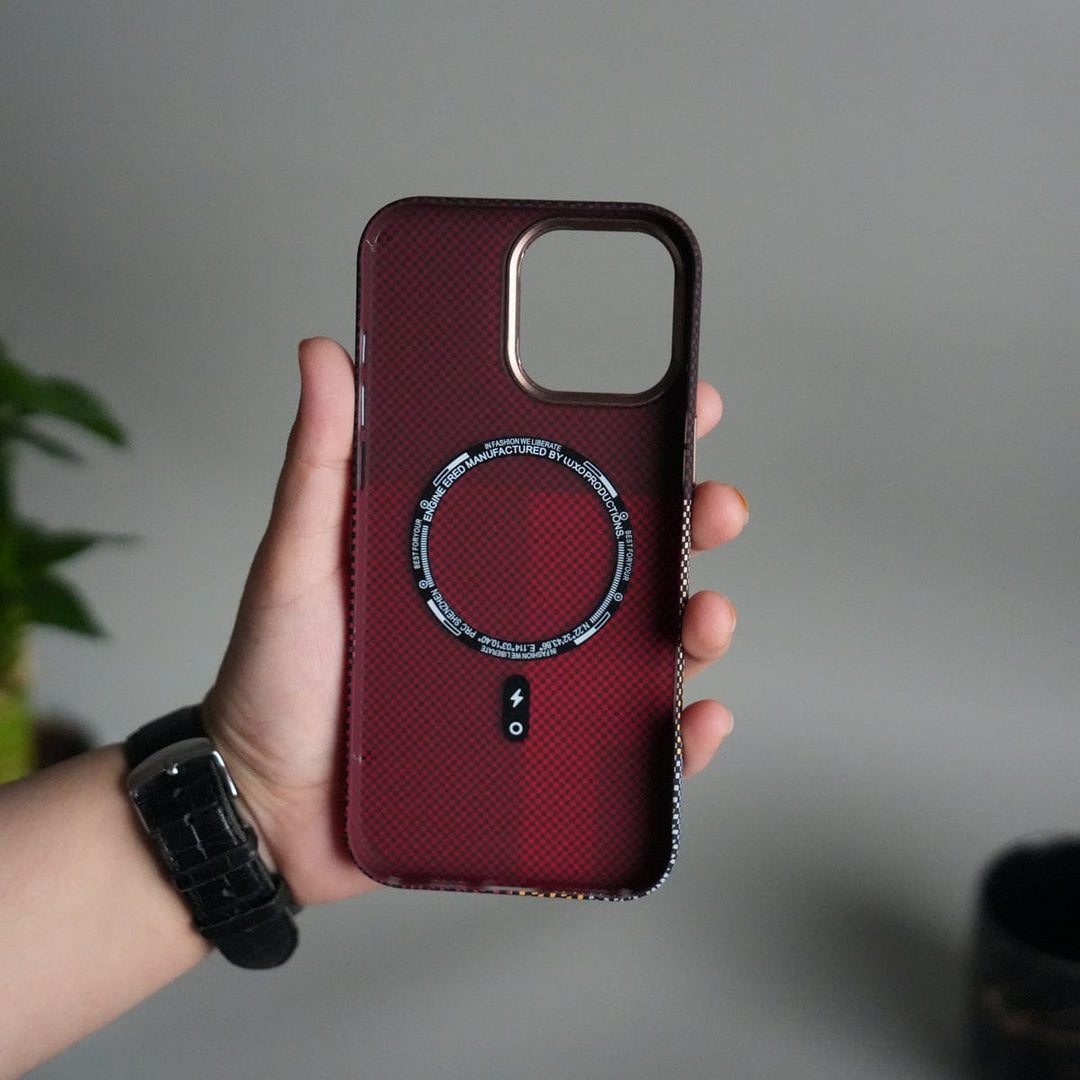 FRATO iPhone 15 Series iPhone 15 Series Carbon Fiber Texture Design Hard Pc MagSafe Case Cover CornerYellow