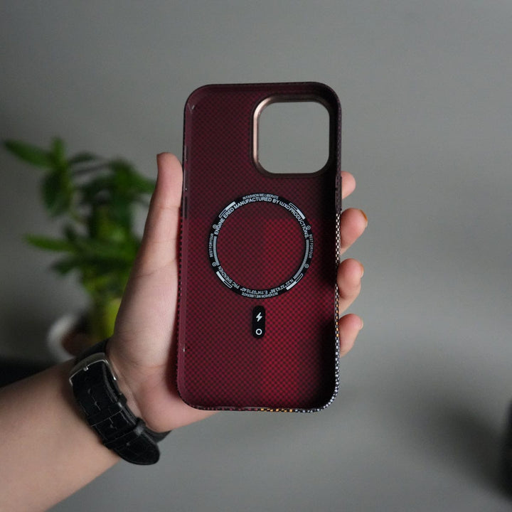 FRATO iPhone 15 Series iPhone 15 Series Carbon Fiber Texture Design Hard Pc MagSafe Case Cover CornerYellow