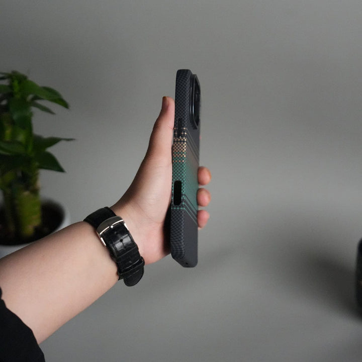 FRATO iPhone 15 Series iPhone 15 Series Carbon Fiber Texture Design Hard Pc MagSafe Case Cover GreenOrange