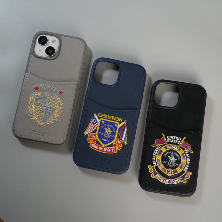 FRATO iPhone 15 Series iPhone 15 Series Premium Leather Card Holder Case with Stitched Crest Design