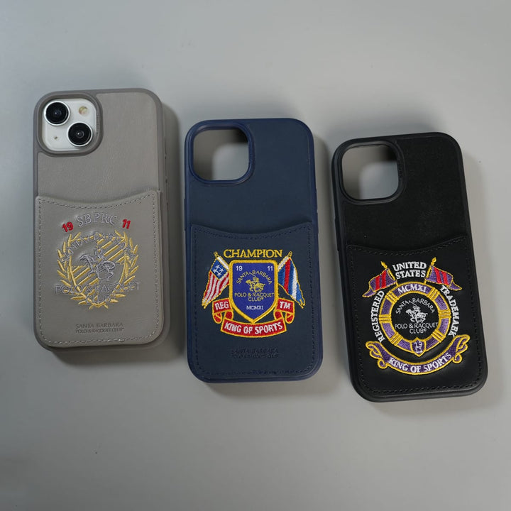 FRATO iPhone 15 Series iPhone 15 Series Premium Leather Card Holder Case with Stitched Crest Design