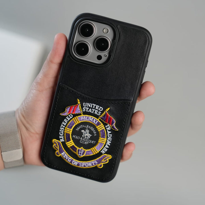 FRATO iPhone 15 Series iPhone 15 Series Premium Leather Card Holder Case with Stitched Crest Design