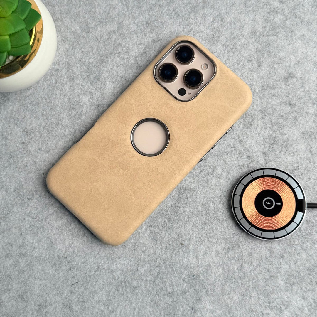 FRATO iPhone 15 Series iPhone 15 Series Textured PU Leather Logo Cut MagSafe Case Cover