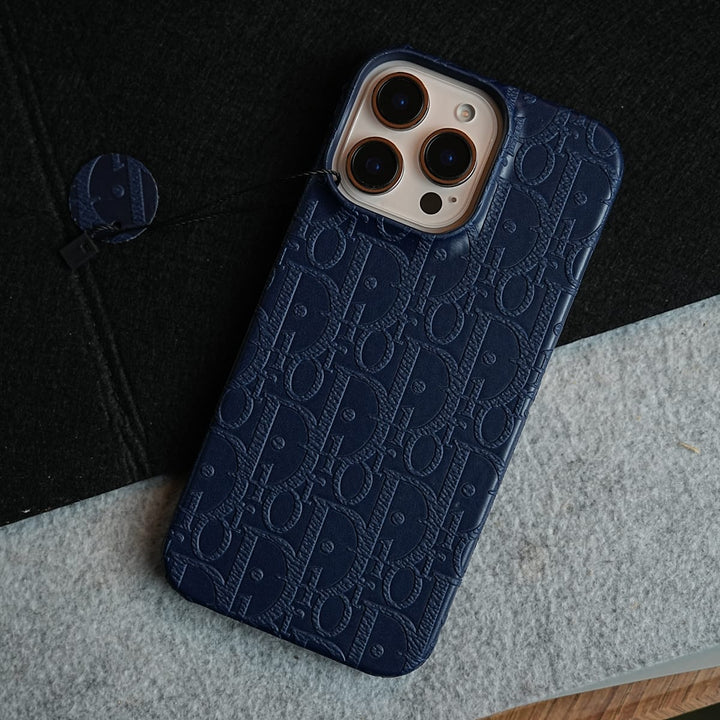 FRATO iPhone 16 Series 16 Pro Max / Blue iPhone 16 Series Premium Embossed PU Leather Designer Pattern Slim Protective Case