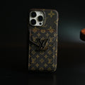 Monogram Stitched Wallet Case for iPhone 16 Series | Detachable Crossbody Strap