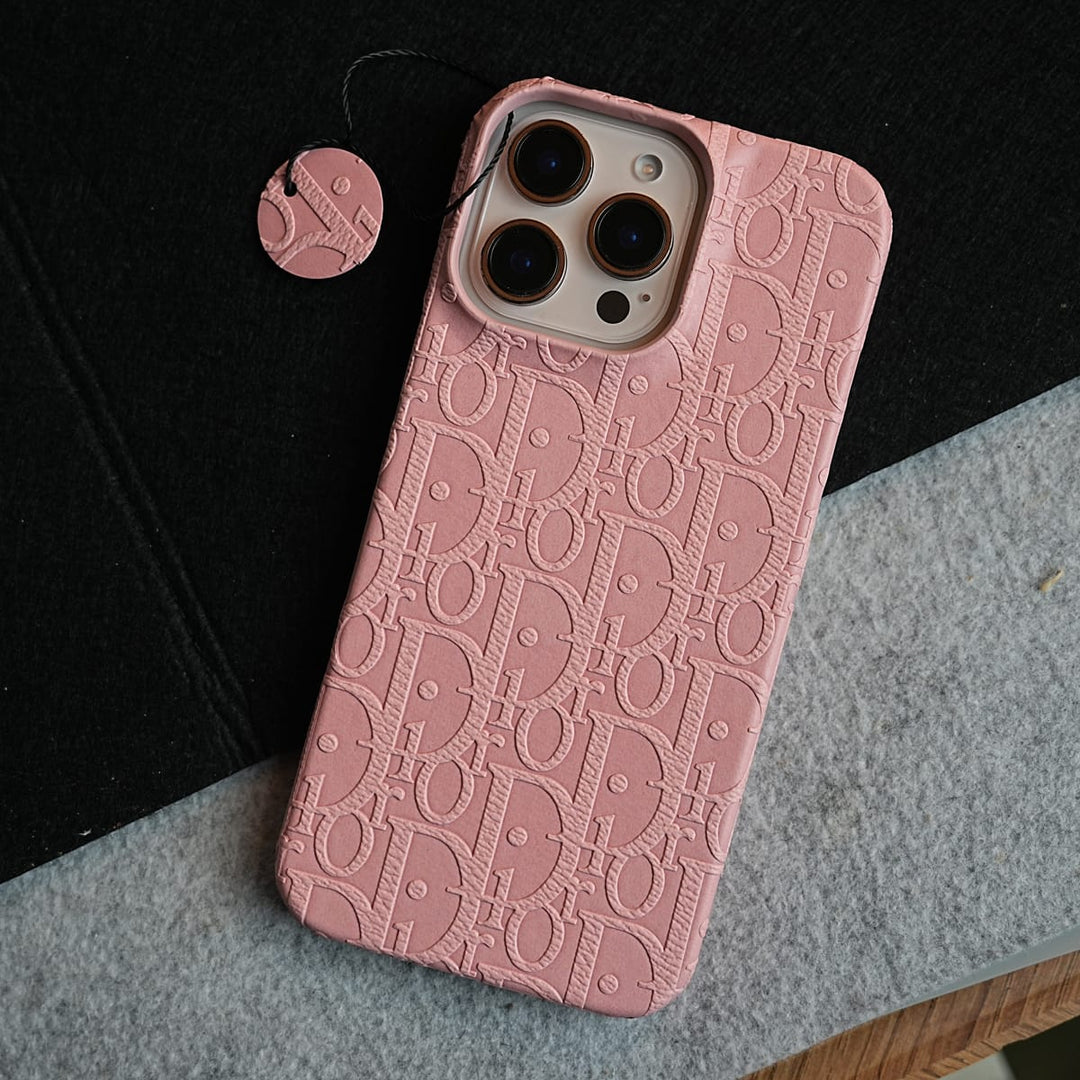 FRATO iPhone 16 Series 16 Pro Max / Pink iPhone 16 Series Premium Embossed PU Leather Designer Pattern Slim Protective Case