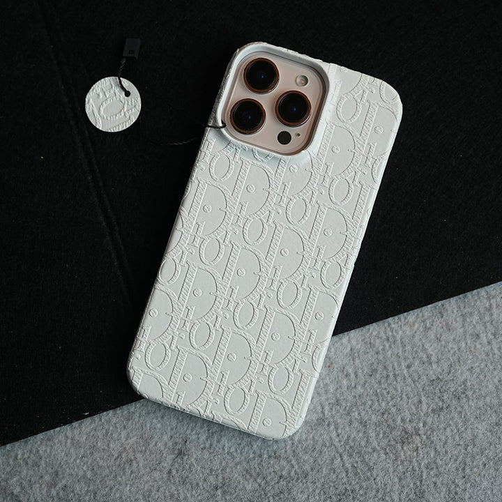 FRATO iPhone 16 Series 16 Pro Max / White iPhone 16 Series Premium Embossed PU Leather Designer Pattern Slim Protective Case