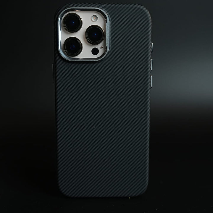 FRATO iPhone 16 Series Black Carbon Armid Designer MagSafe Case for 16 Pro Max with Metal Camera Protection