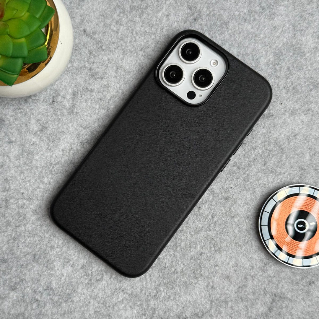 FRATO iPhone 16 Series Black iPhone 16 Pro Max Luxury Classic PU Leather MagSafe Supported Case